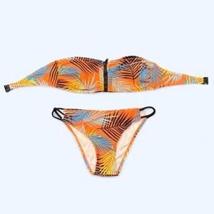 Orange bikini set with tropical